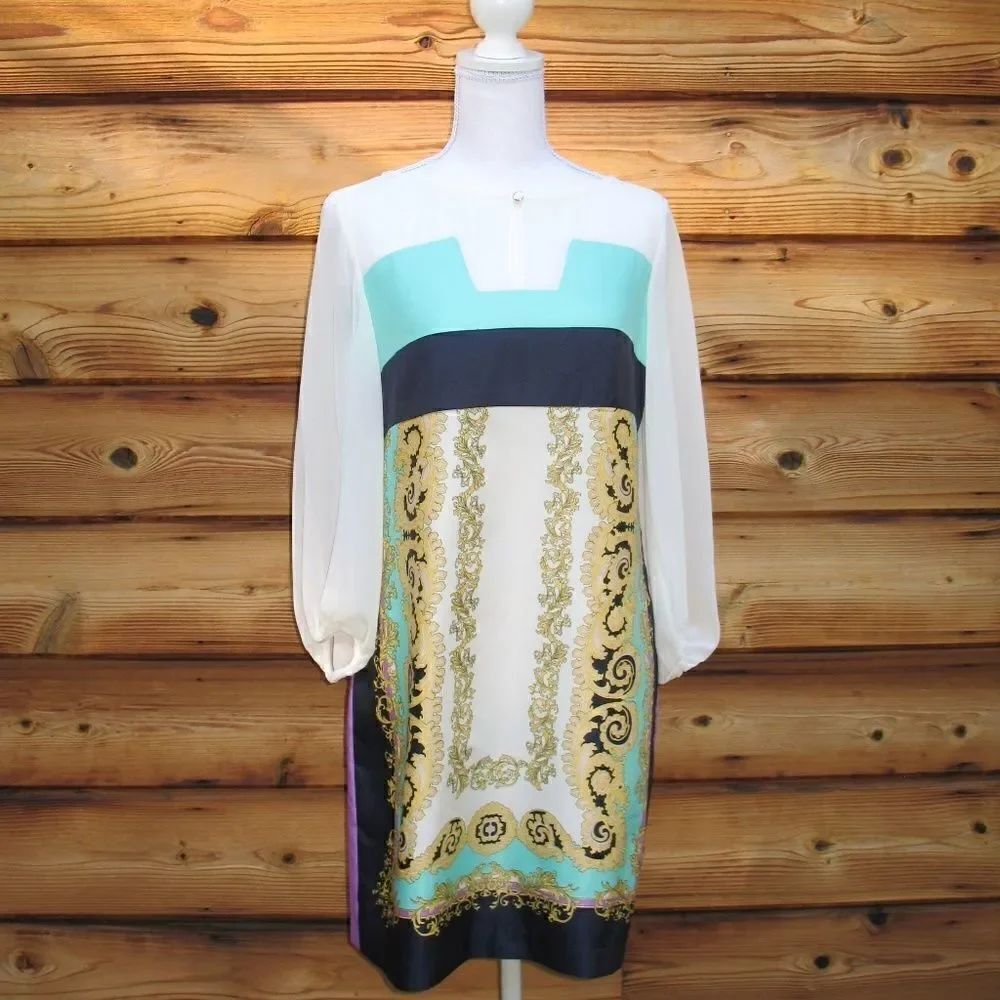 NWOT Donna Morgan Scarf Print Mini Dress